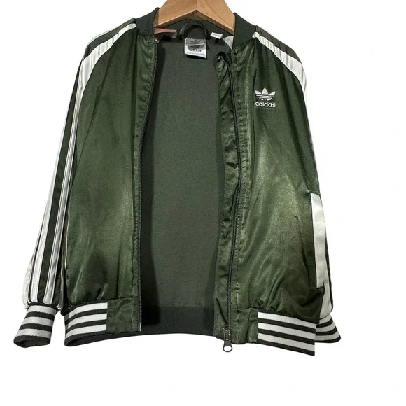 Adidas Sample Bomber Jacket Kids 5/6‎ Sukajan Tiger Embroidered Satin Green Rare - Picture 3 of 16